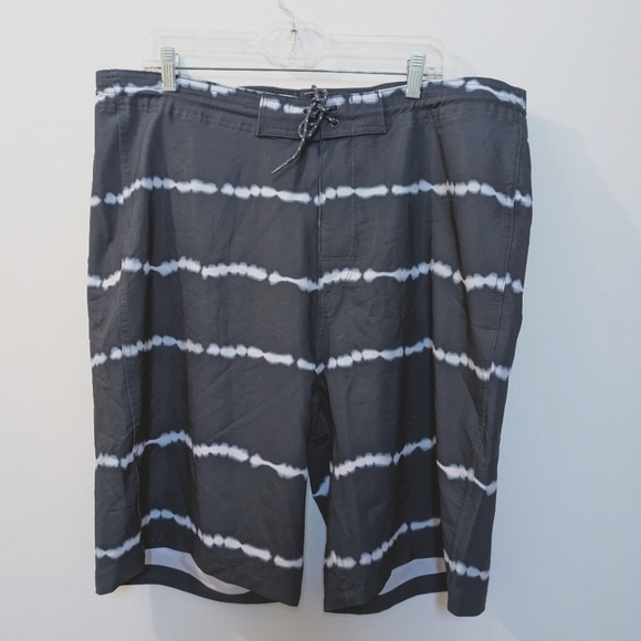 Old Navy Blue Black Drawstring Waist Board Shorts Mens 40 Tall - Picture 1 of 10